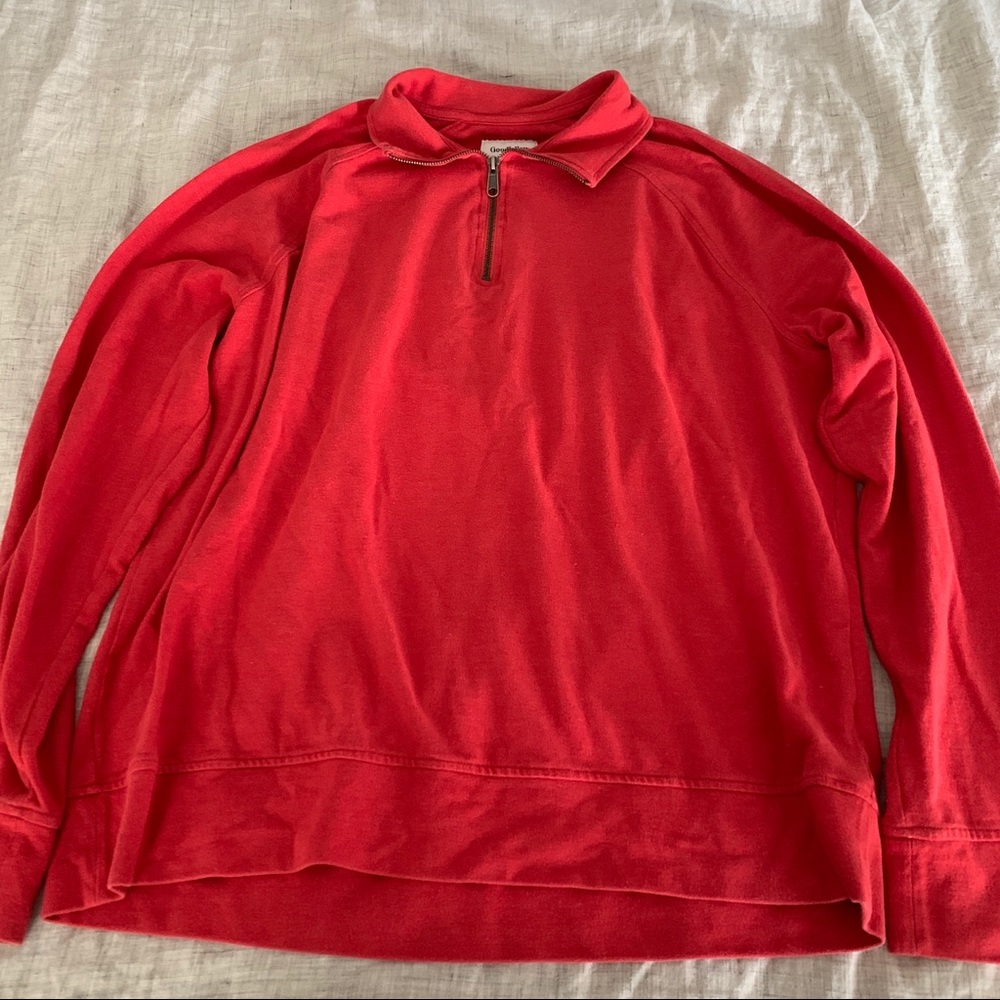Red half zip sweater